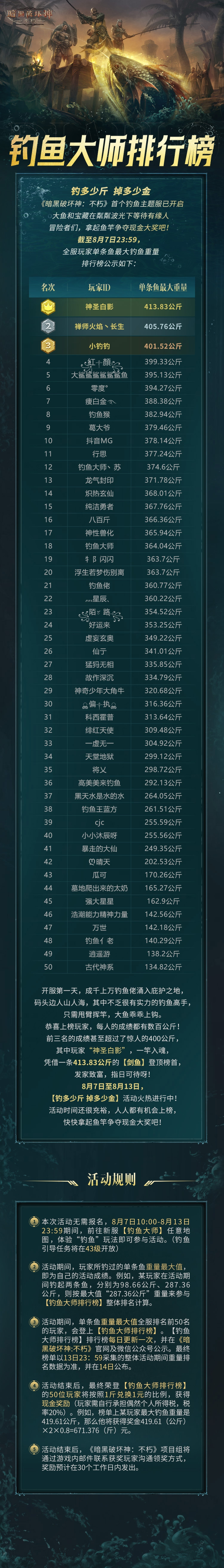 九游娱乐文化：首日惊现超800斤大鱼折现800元现金！《暗黑破坏神：不朽》新服【钓鱼大师】专属活动火爆进行中(图3)